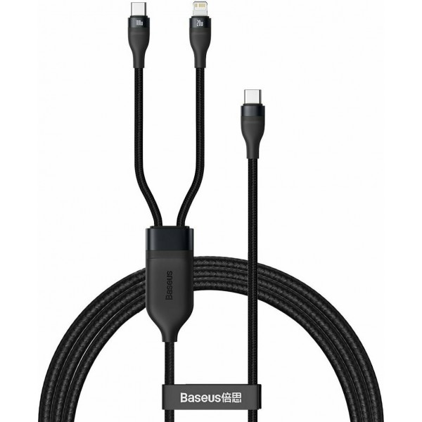 Baseus Flash Series Braided USB to Type-C / Lightning Cable 5A Μαύρο 1.2m (CA1T2-F01)